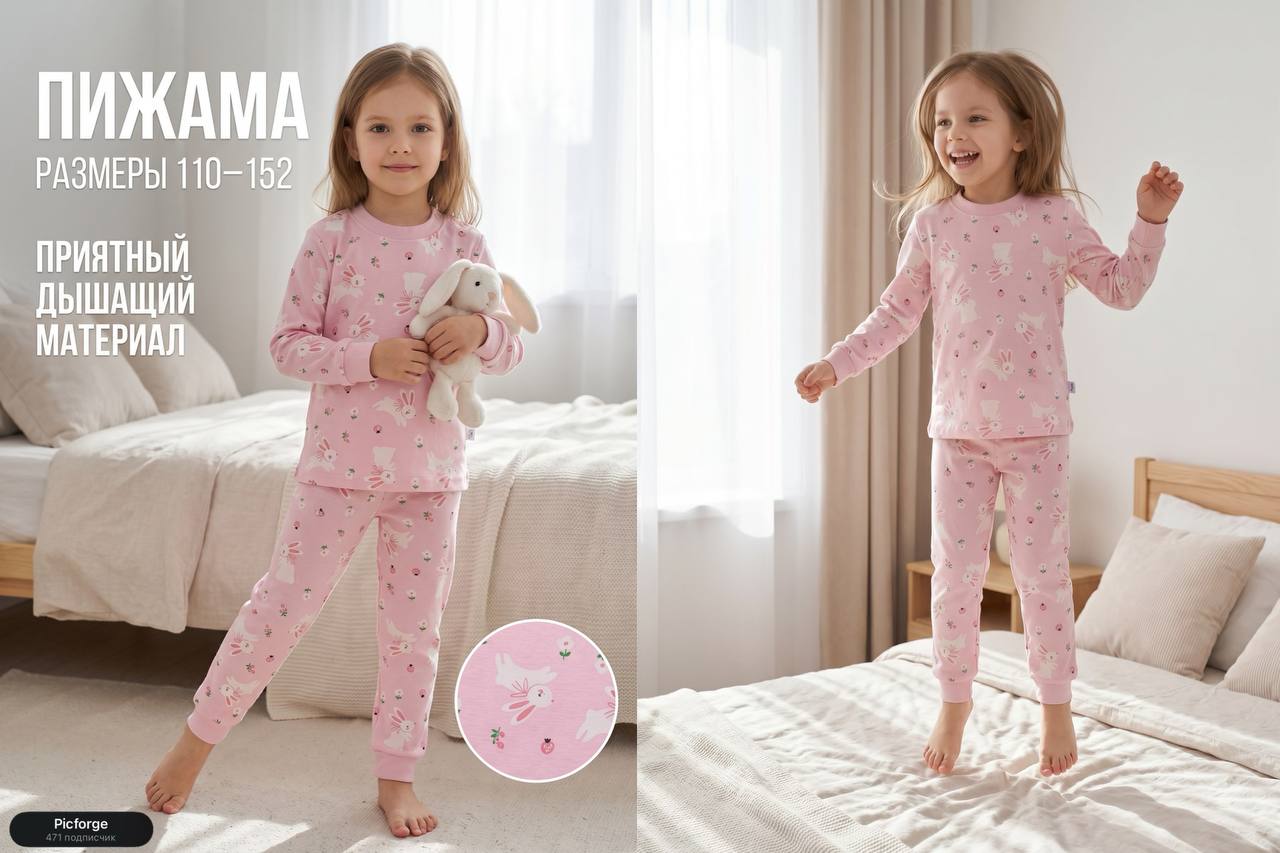 Сделали для вас сгенерированную фотосессию детской пижамы 🐰